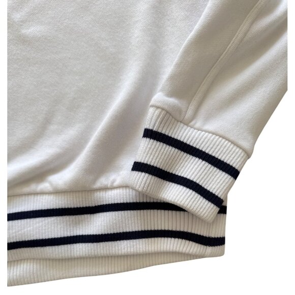 Fila Mens Crewneck Sweatshirt White With Striped Cuffs Size M - Picture 2 of 8